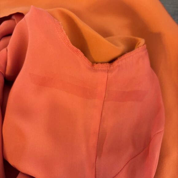 Eliza J Dress Size 10 Silk Color Block Orange Lined Back Zipper Scoop Neck FLAWS - Picture 12 of 13